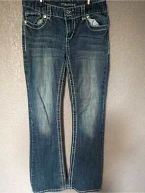 Maurices Women's Faded Dark Blue Bootcut Jeans